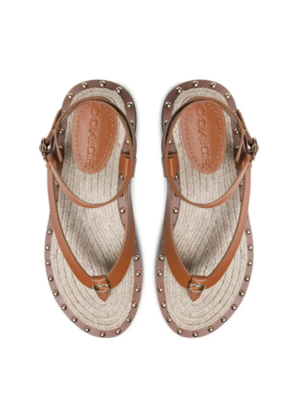 COACH Gracey Leather Espadrille Thong Sandals